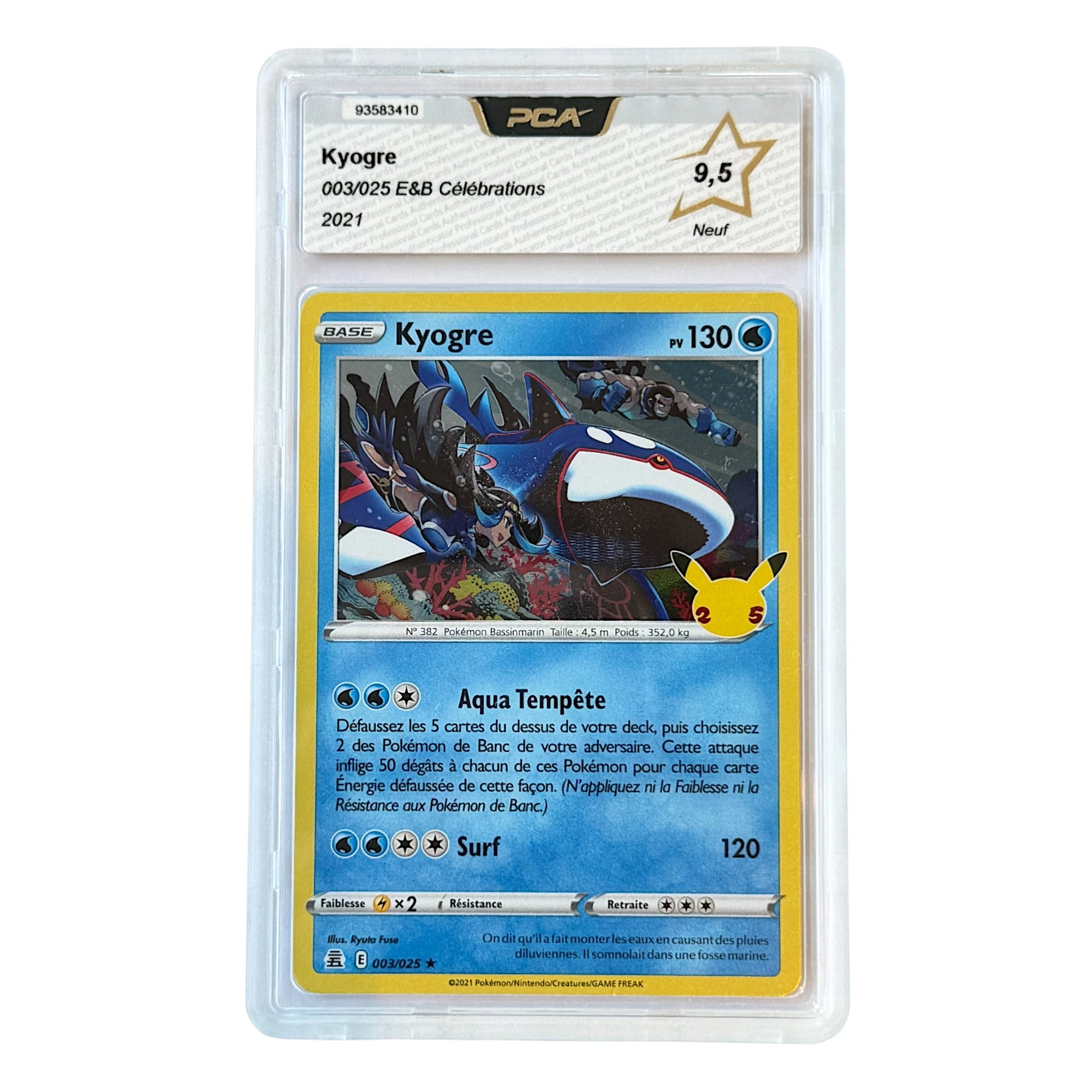 Carte gradée PCA Français Kyogre Holo Célébration 25 ans