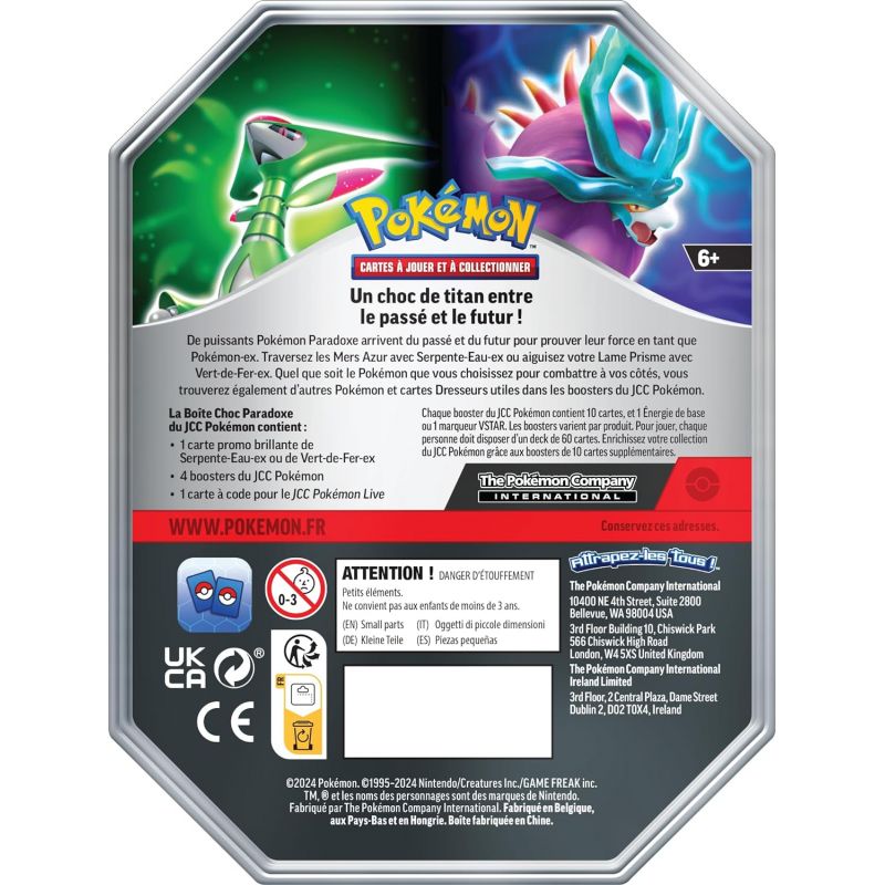 Pokébox Tin 2024 Q2 Choc Paradoxe Serpente-Eau et Vert-de-Fer Pokémon Français