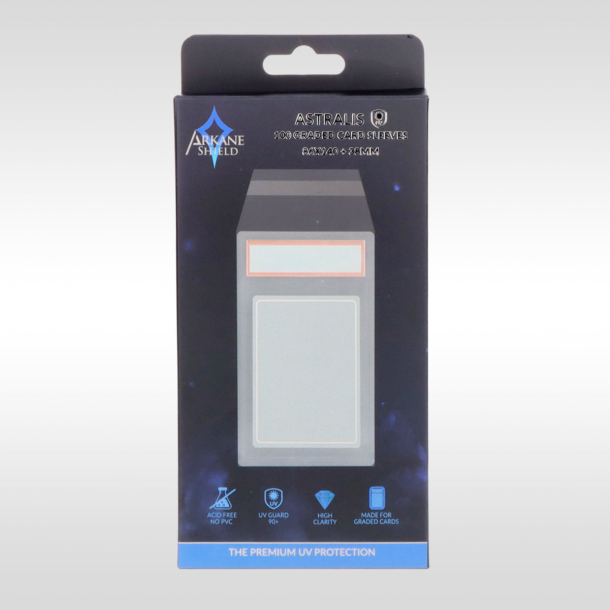 Sleeves Astralis pour cartes gradées Arkane Shield – packaging premium des pochettes anti-UV pour slabs PSA