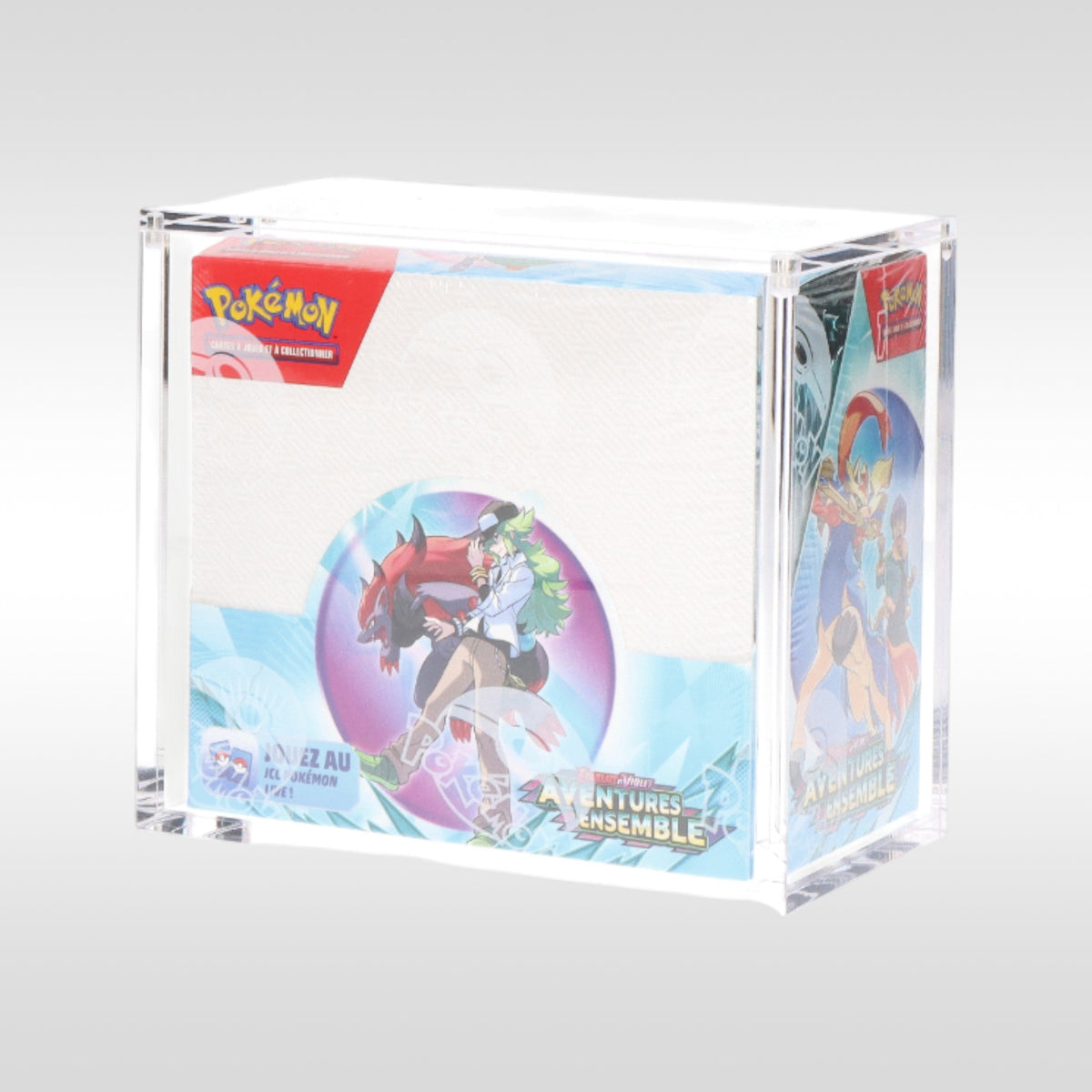 Astralis Display Protection Arkane Shield – boîtier acrylique anti-UV pour booster box Pokémon vue complète de profil