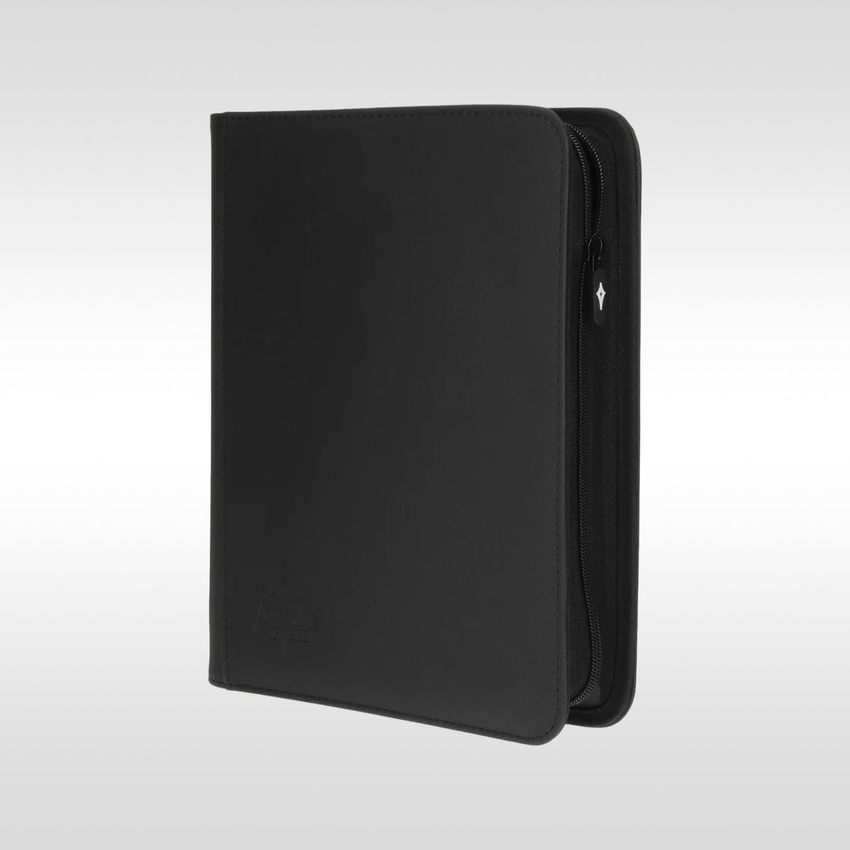 Binder premium PSA 4 cases Arkane Shield – portfolio noir zippé vue de profil pour cartes gradées
