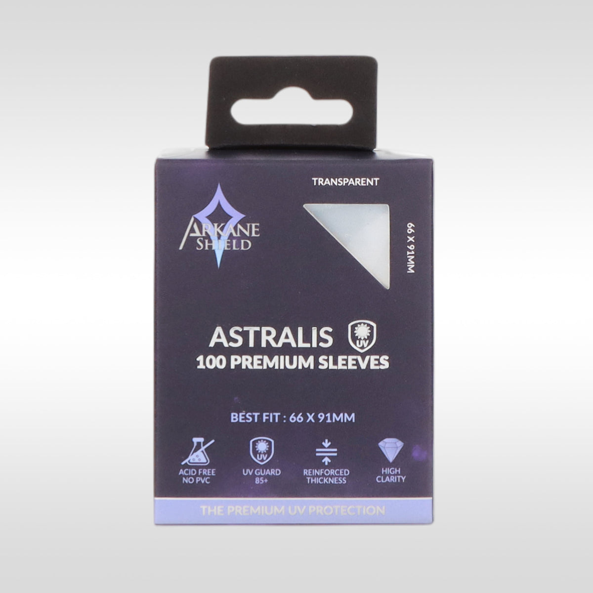 Sleeves premium anti-UV 66x91 mm Arkane Shield – vue de face de la pochette pour carte Pokémon